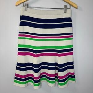 Tanya Taylor Striped Stretch Skirt Pull-on Women's L Nautical Classic